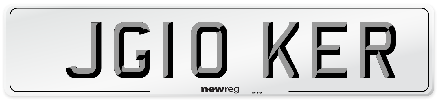 JG10 KER Number Plate from New Reg